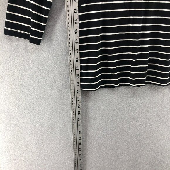 Talbots Asymmetrical Ponte Stretch Rayon T-Shirt Womens Petite Stripe Flattering - Picture 7 of 9